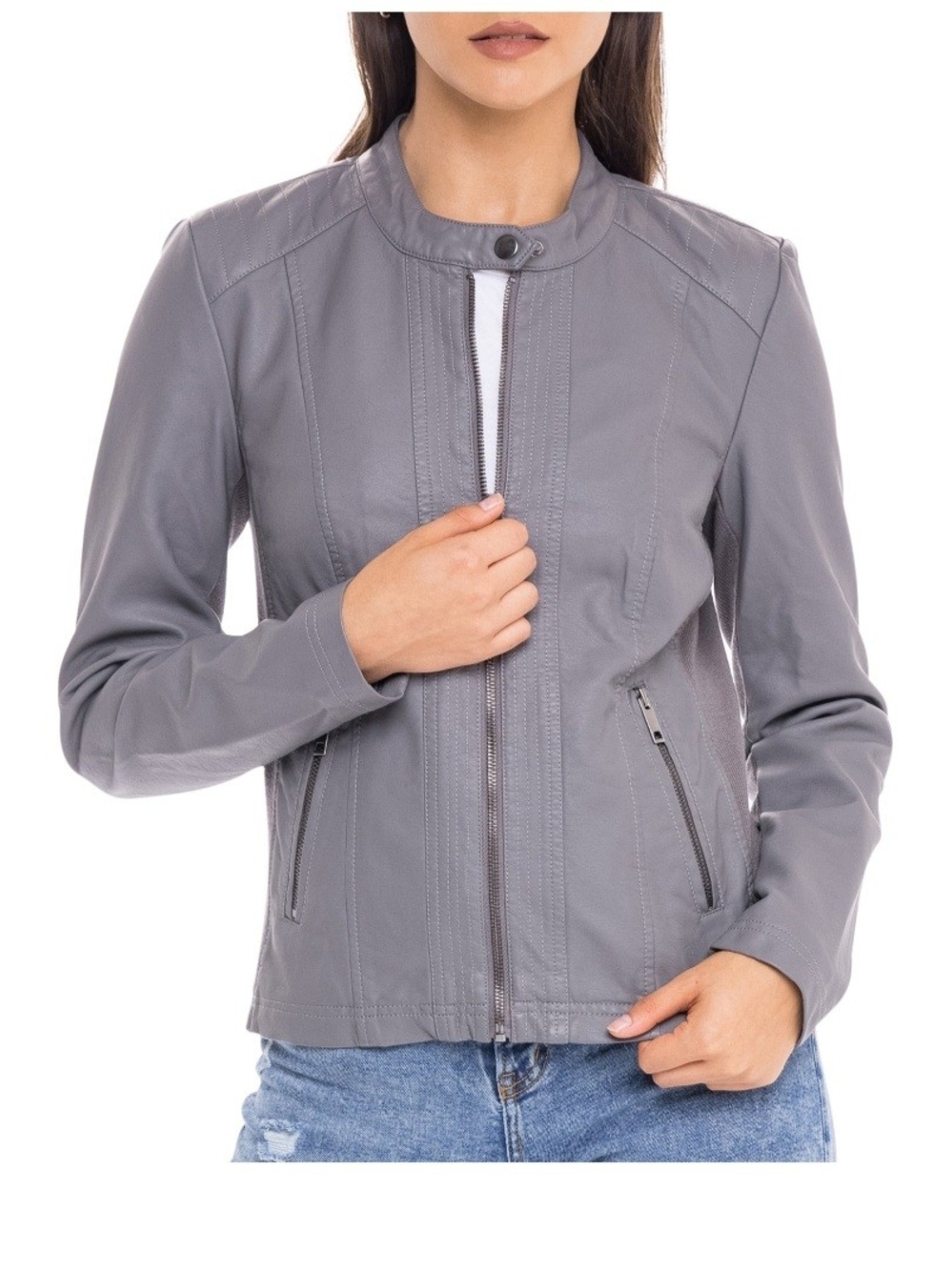Selby Periwinkle Faux Leather Moto Jacket Size XL